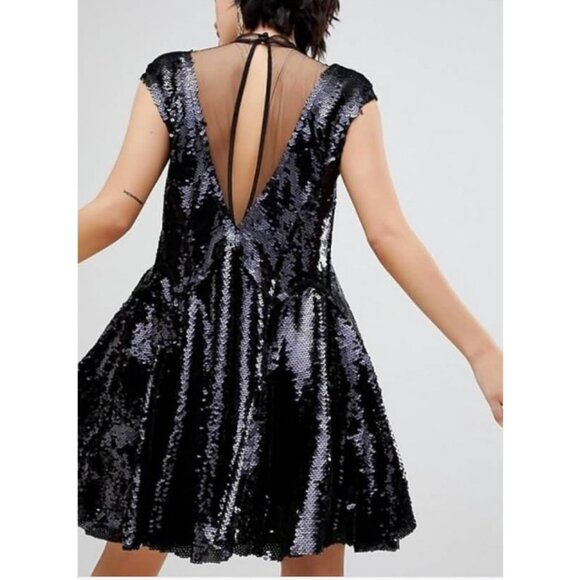 NWT Free People Dance Till Dawn Black Sequin Large Dress - Picture 2 of 5